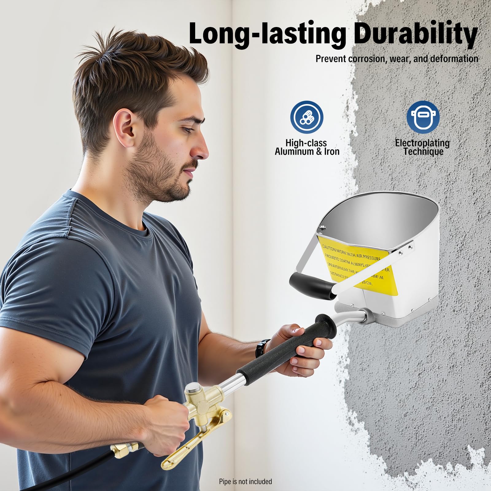 Zementspritzpistole für Wandputz 3.5L großer Trichter 4 Düsen 8 Bar Druck für Beton Mörtel Putz Spritzpistole für Kompressor Luftdruck-Zementpistole