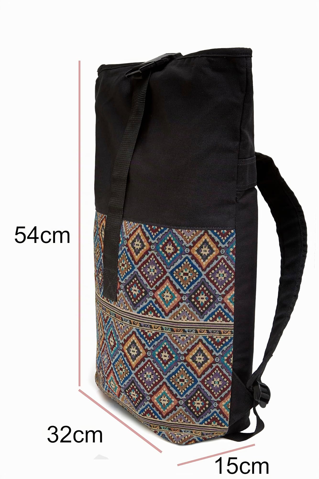 Leon Rolltop Rucksack Premium Baumwolle Canvas & Webstoff Damen Herren 17 Zoll Laptop Eleganter Reiserucksack Daypack Sport Einkauf Reisen Radfahren Uni Schule (RollTop_Boho_004)