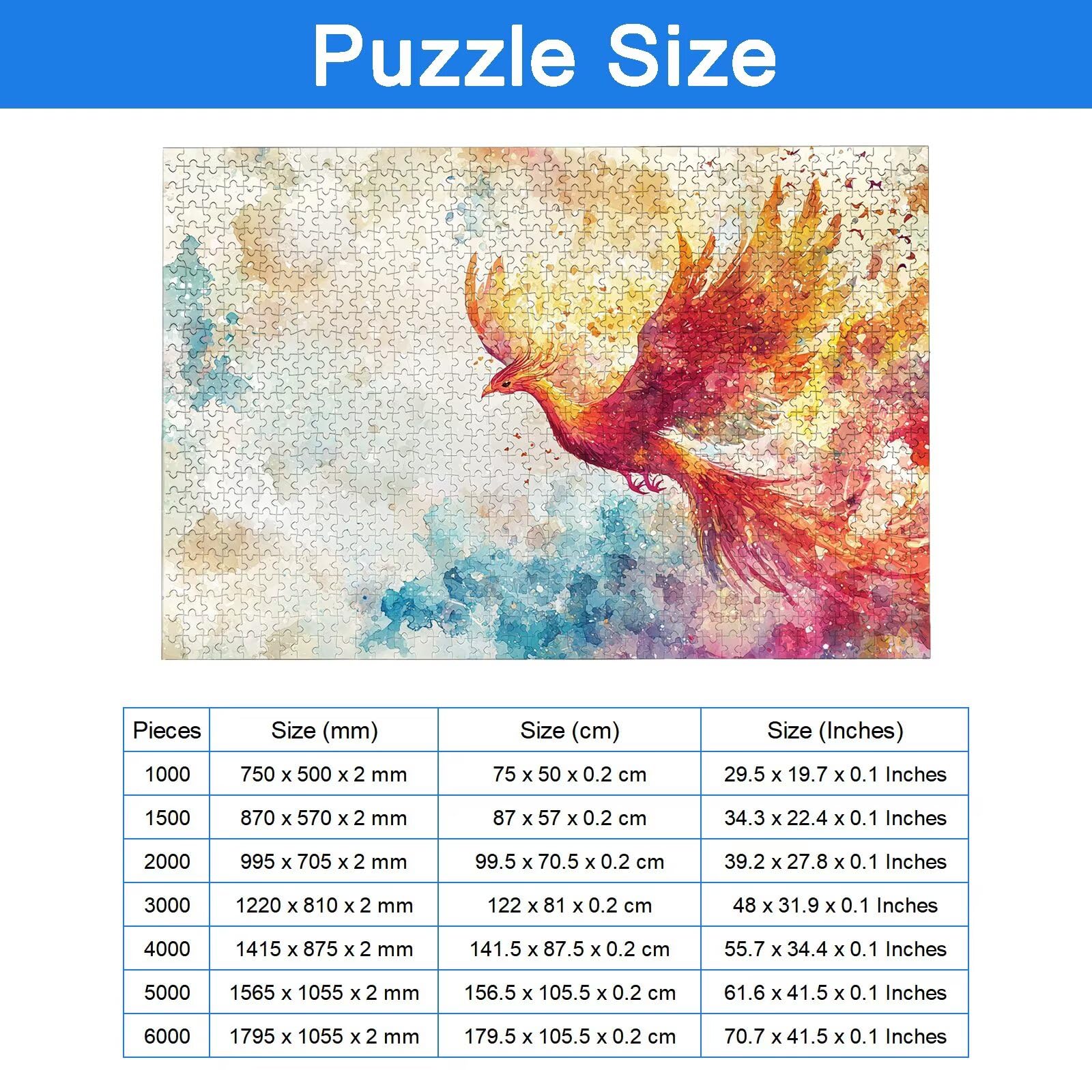 Puzzle 4000 Teile Erwachsene, Phönix Puzzle 4000 Teile, EIN Herausforderndes Rätsel, Tier Holzpuzzle Erwachsene mit Exquisiter Verpackungsbox, Puzzlespiele für Die Ganze Familie, Geschenke, -8662