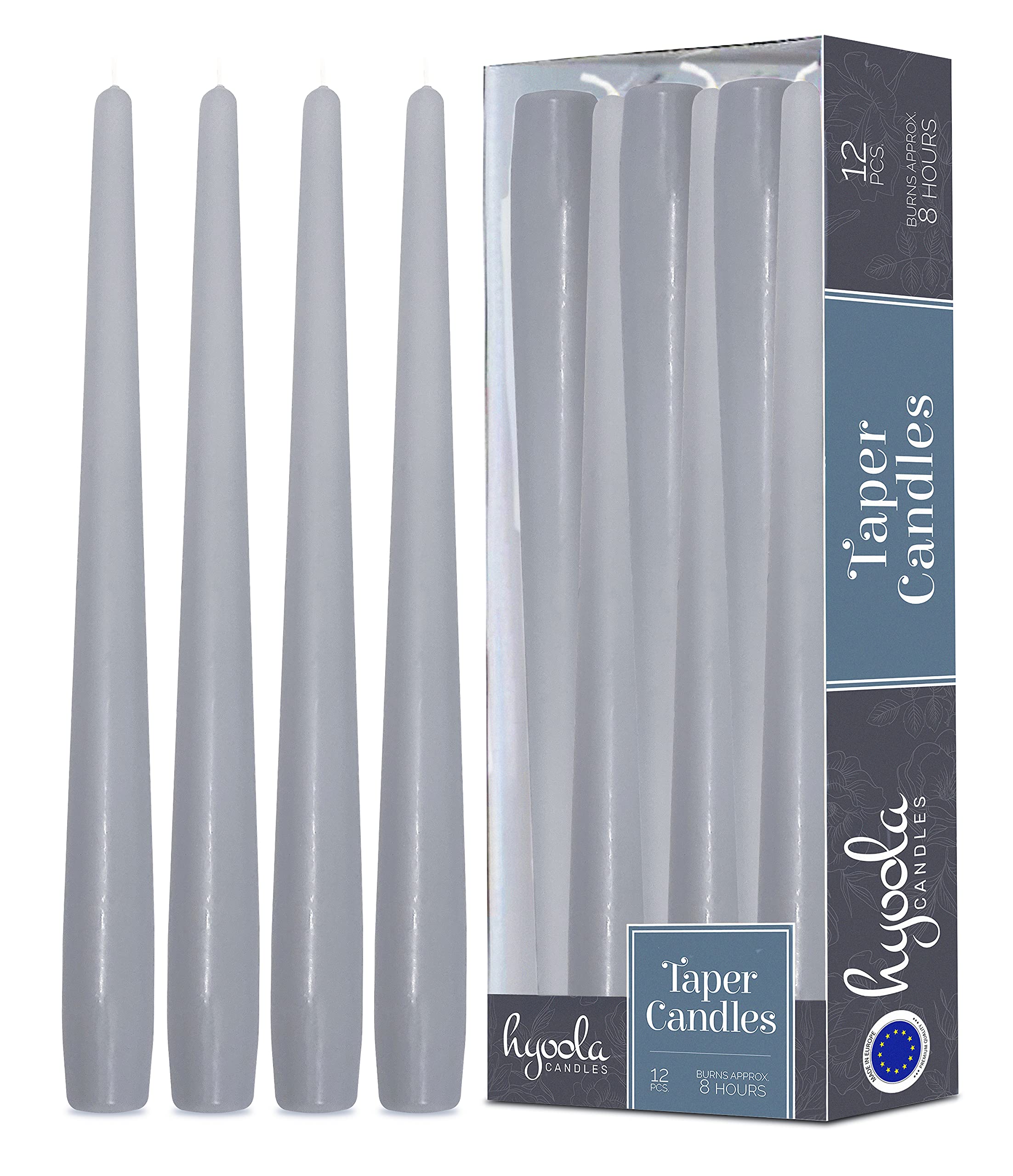 Buy Hyoola Tall Taper Candles 10 Inch Silver Grey Unscented Dripless