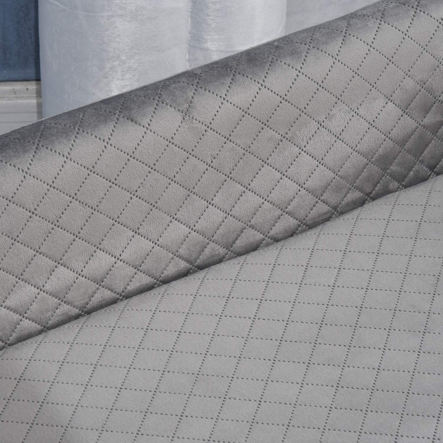 PawHut Sofá Cama para Perro diseño escandinavo cojín Suave Patas de Madera Maciza Dim. 64 x 45 x 36 cm Gris Terciopelo | Cojín suave, patas de madera maciza, terciopelo