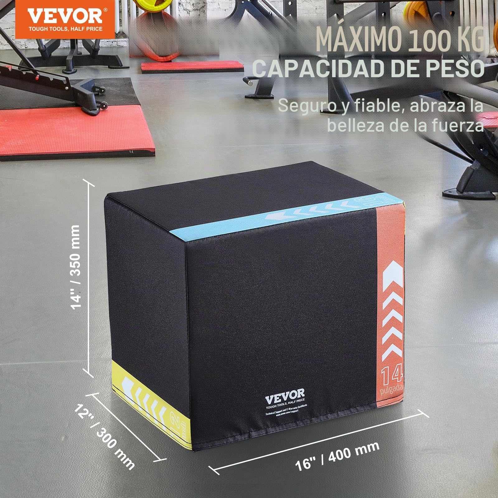 VEVOR Caja de Salto Pliométrica 3 en 1 Caja de Salto Tejido de Malla de PVC y Algodón Caja de Ejercicios de Fitness Antideslizante Capacidad de Peso 100kg para Entrenamiento en Gimnasio, Casa, Negro