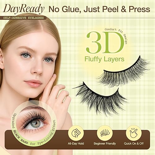 Miniatura 3 de LASHVIEW Pestañas autoadhesivas de aspecto natural, pestañas a presión, sin necesidad de pegamento, reutilizables, ojo de gato, pestañas postizas