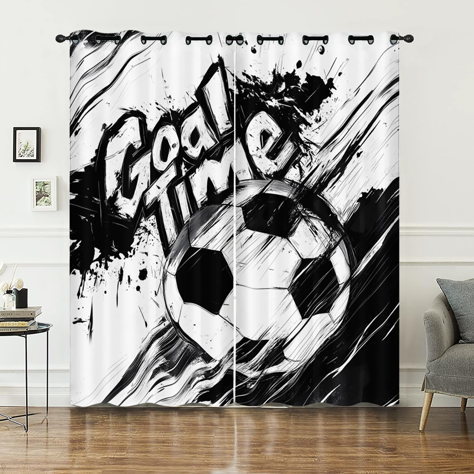 AILONEN Kids Soccer Window Curtain 42