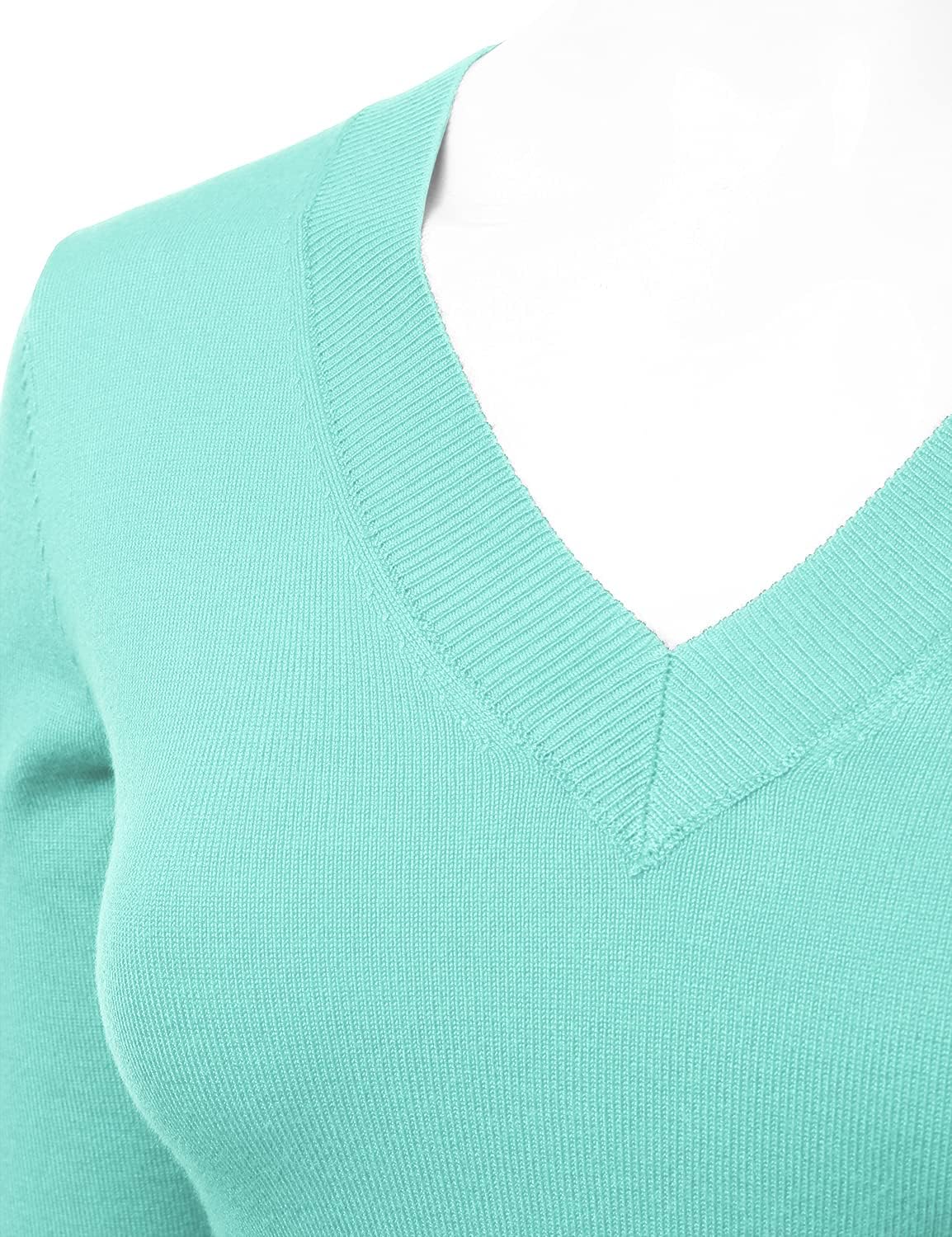 LALABEE Women's V-Neck Long Sleeve Soft Stretch Pullover Knit Top Sweater (S~XXL) - Image 4