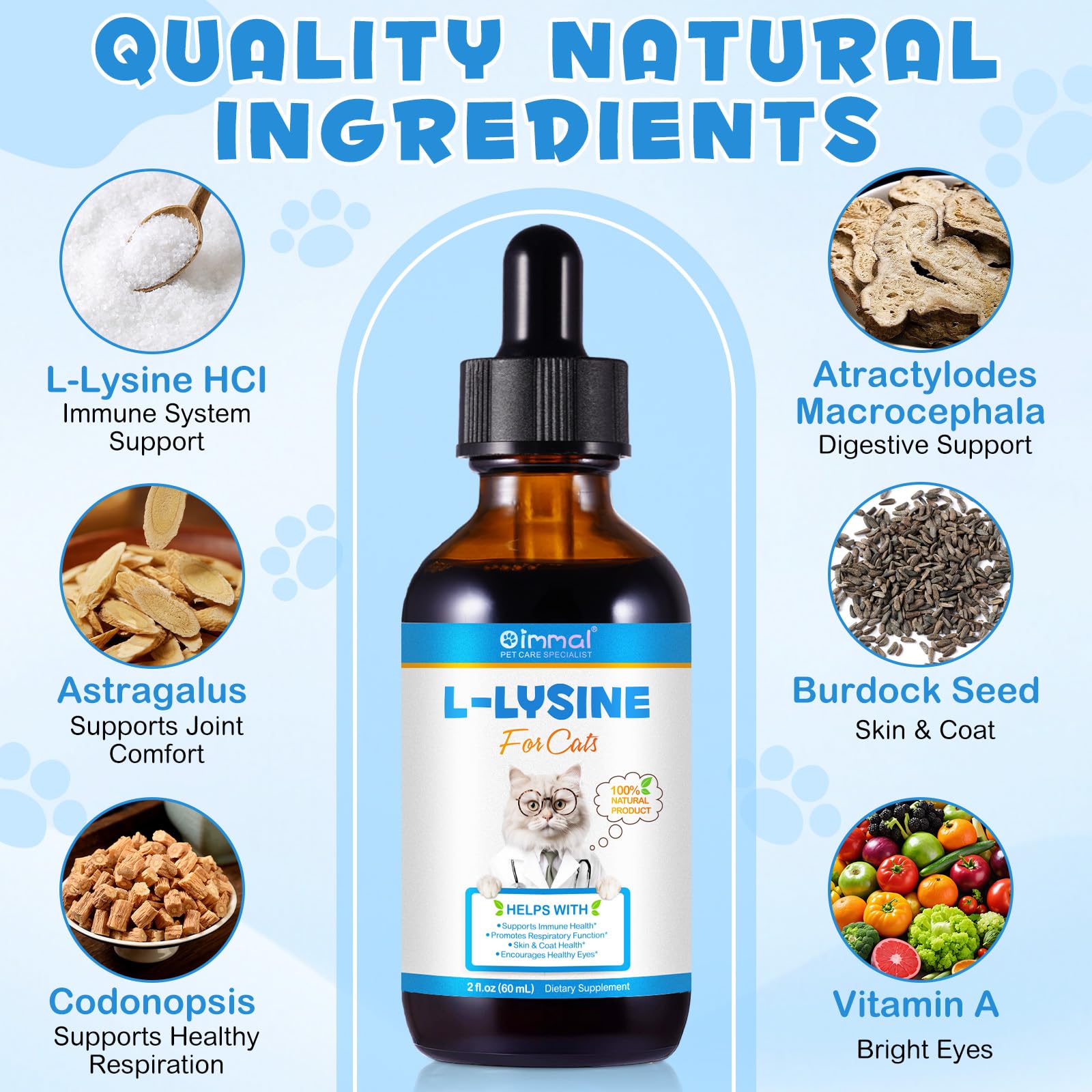 L-Lysine for Cats & Kittens,Lysine Drops Immune Support Supplement for Immune,Feline Respiratory, Sneezing, Runny Nose - Image 2