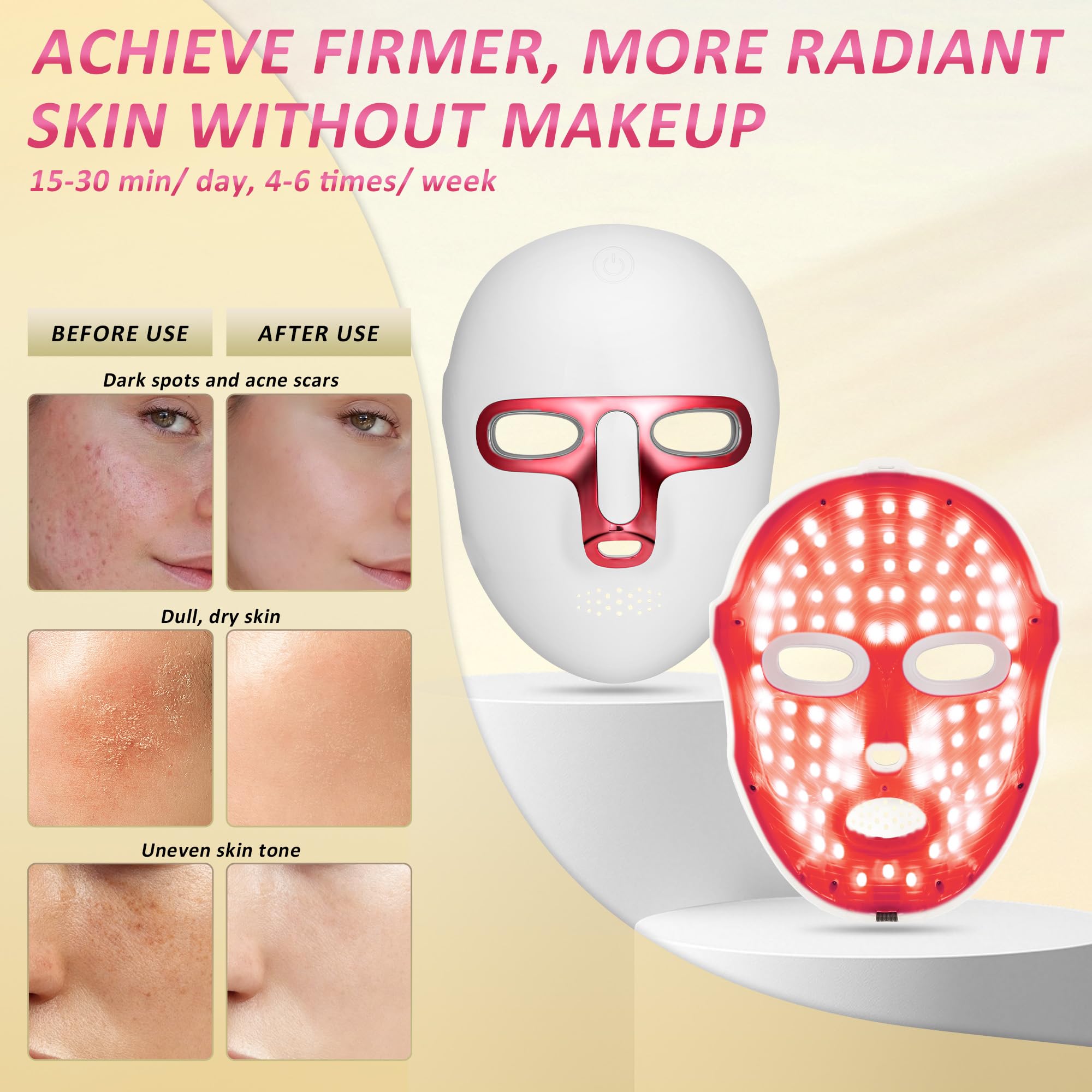 7 Colors Red Light Therapy for Face, LED Facial Mask, Rechargeable