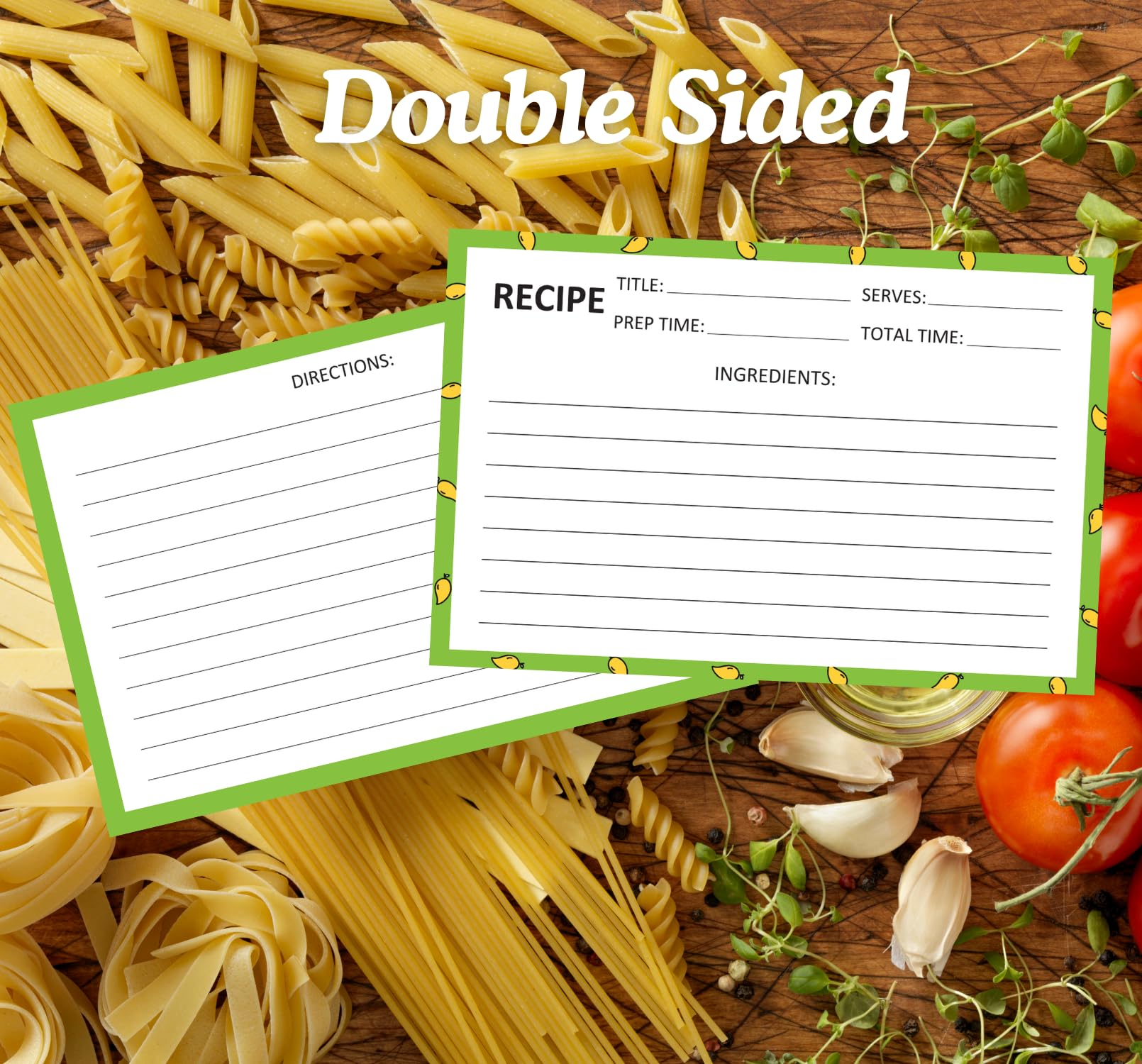 Recipe Cards - 50 Pack, 4x6 Inch, Fruit Design -4