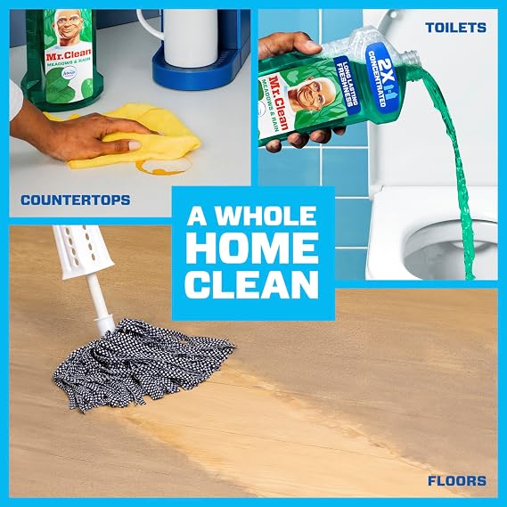 Mr. Clean All Purpose Cleaner, Floor Cleaner for Mopping Home, Bathroom, Kitchen, Cleaning Liquid for Mop & Bucket, Cleaning Supplies, Multi-Surface Dilutable, Meadows & Rain, 41oz