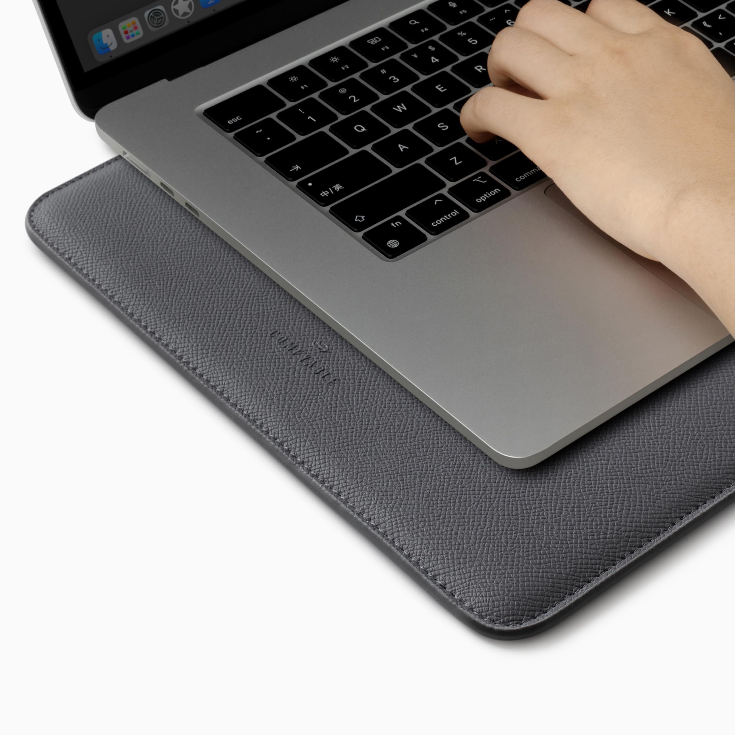 Comfyable Housse Ordinateur Portable 14 Pouces Cuir Véritable Compatible MacBook Pro 14" M5/M4/M3/M2/M1 Pro/Max 2026-2021 Gris foncé