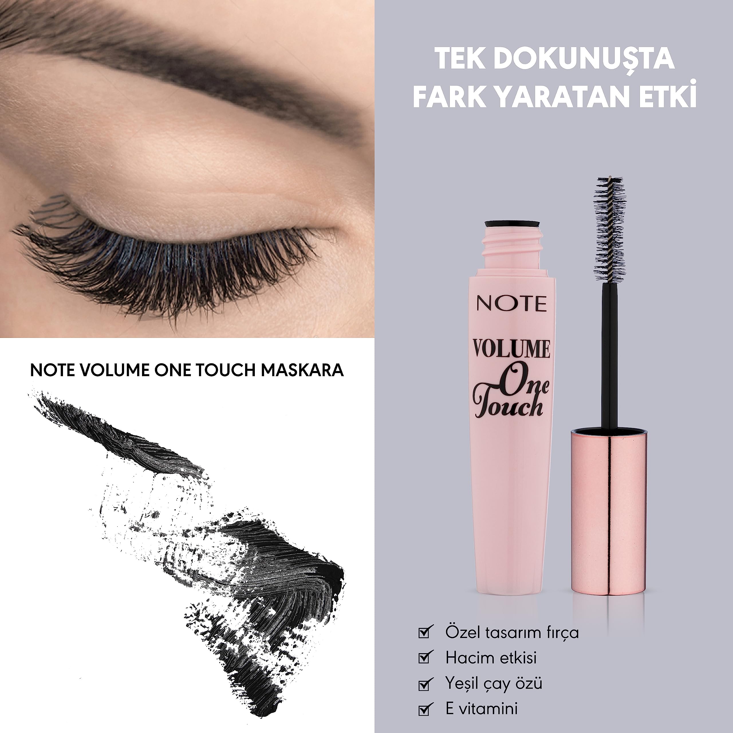 Note Cosmetics Volume One Touch Tek Tek Ayırma ve Hacim Etkili Maskara