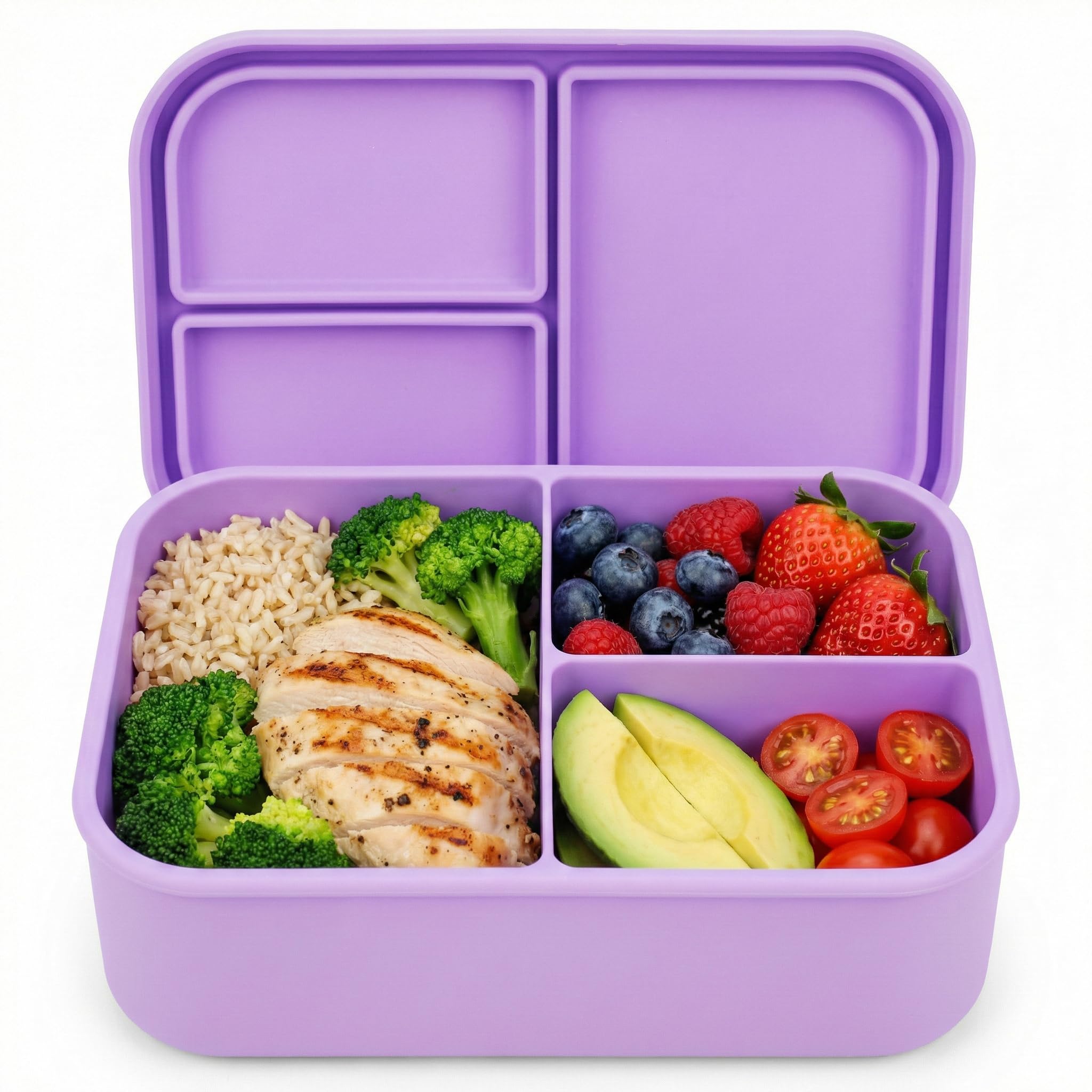 Lunbengo Silicone Bento Box, Leakproof Lunch Divider Containers for Adults, Snacks, and Meals, Reusable Silicone Food Containers with Lids, Microwave Dishwasher Oven Safe