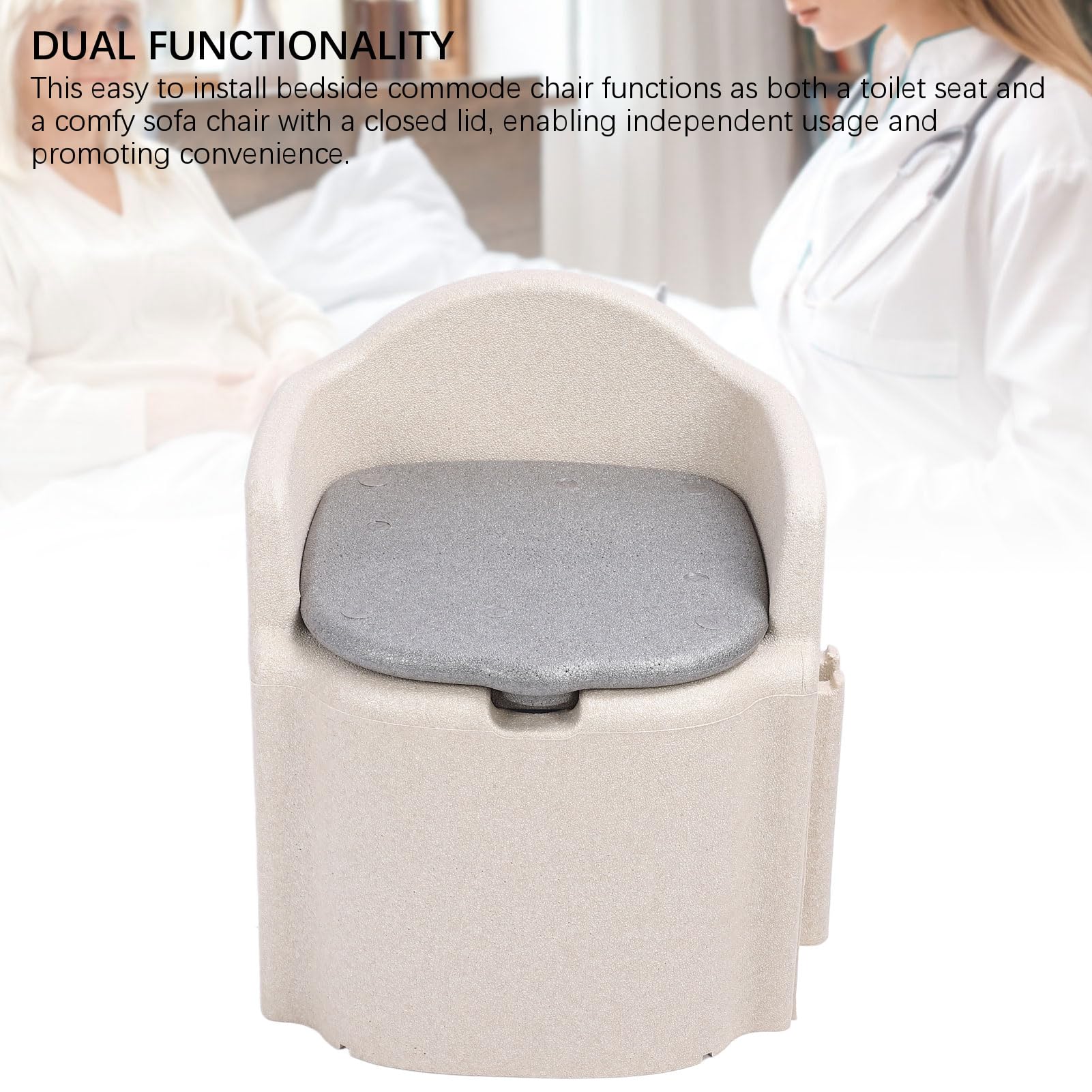 Commode Toilet Chair Soft Cushion Potty Shower Seat Pregnant Women Adults | Beige EPP Materials