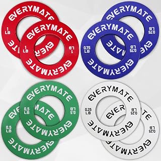 EVERYMATE Fractional Micro Weight Plates Set of 8 (0.25LB, 0.5LB, 0.75LB, 1LB Pairs) Steel Olympic Barbell Plates for Progressive Strength Training