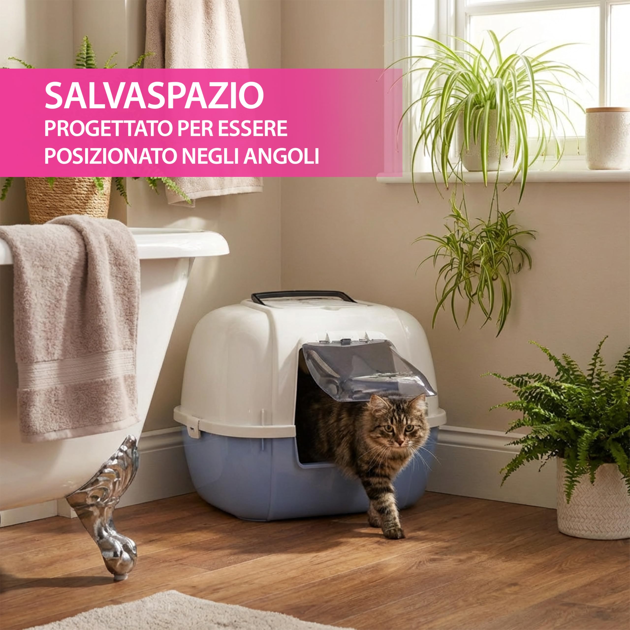 Ferplast Lettiera per Gatti, Lettiera angolare gatti chiusa Ferplast MIKA igiene filtro cattivi odori