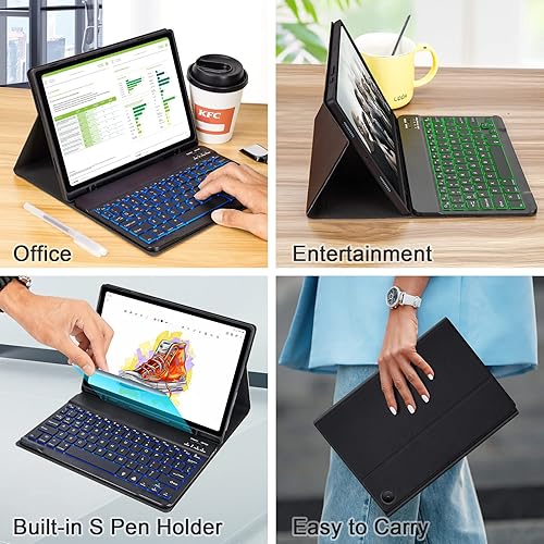 Miniatura 7 de LAMA Funda con teclado retroiluminado para Samsung Galaxy Tab A8 de 10.5 pulgadas con teclado, funda de teclado inalámbrico desmontable con soporte