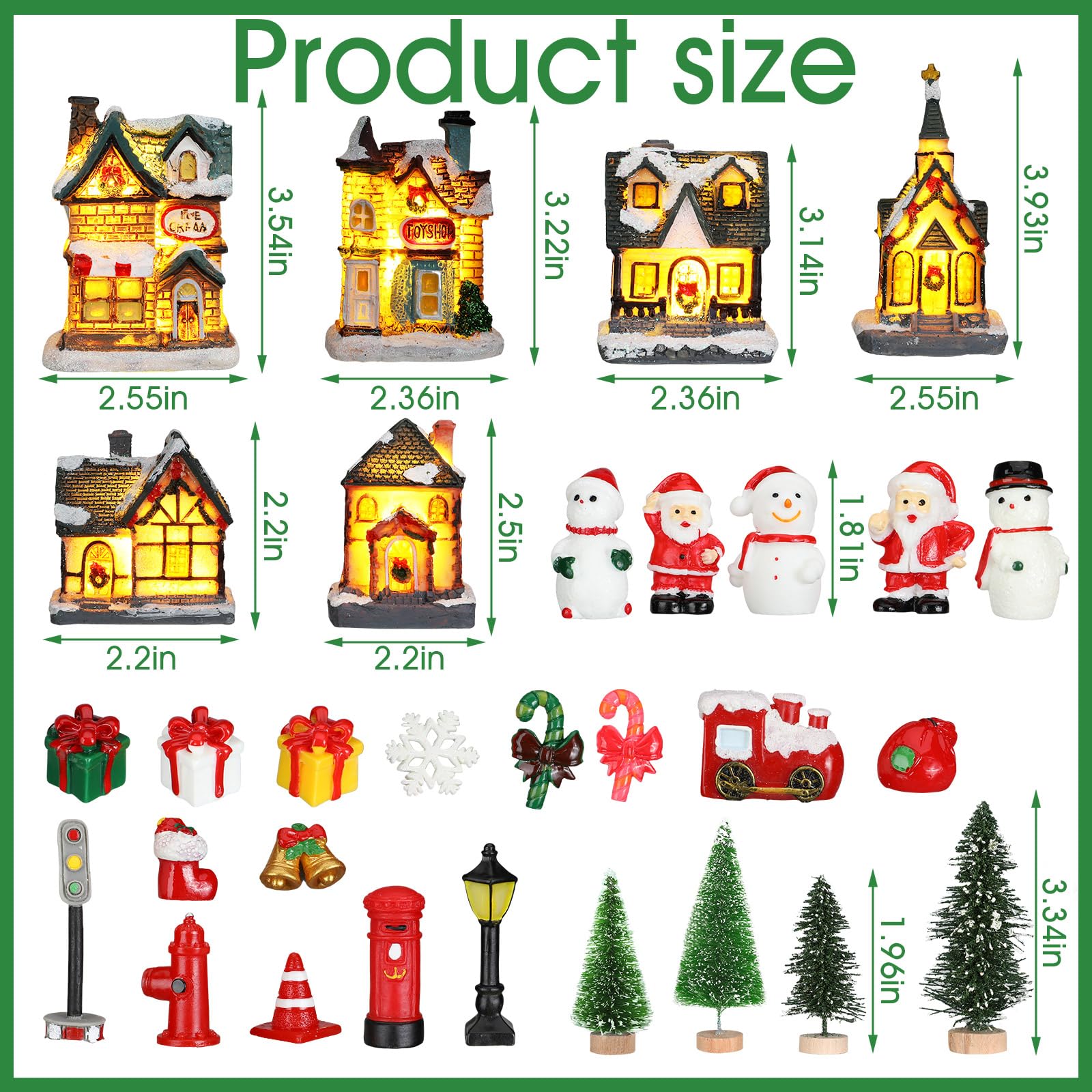 Liliful Set di 46 statuette natalizie con villaggio natalizio, decorazione illuminata a LED, in resina, da collezione, scena natalizia, ornamenti da scrivania, decorazioni per feste di Natale
