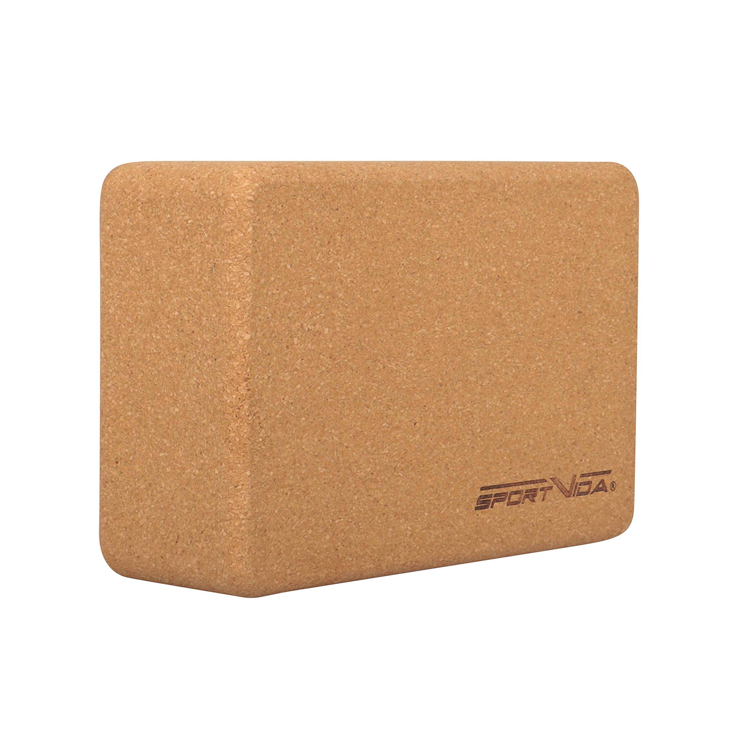 SportVida Yoga Block Cork Yoga Block Natural Cork Support for Yoga Pilates 22 x 14 x 7 cm