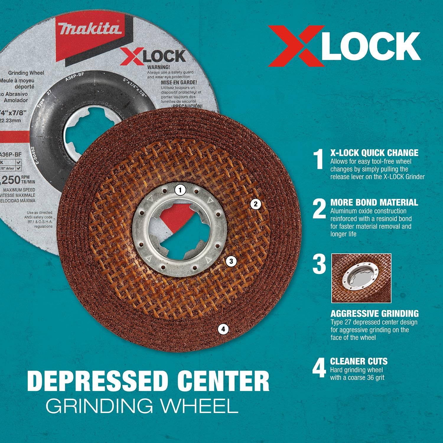 MAKITA E-00371 - Disco desbarbar inox x-lock 115x6x22,23