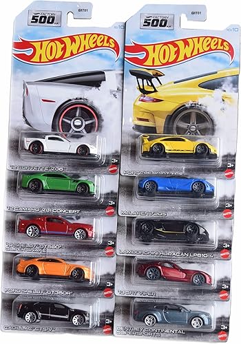 Miniatura 1 de Hot Wheels Factory 500 - Juego completo de 10 unidades, Cadillac CTS-V, Porsche 911 - Factory 500
