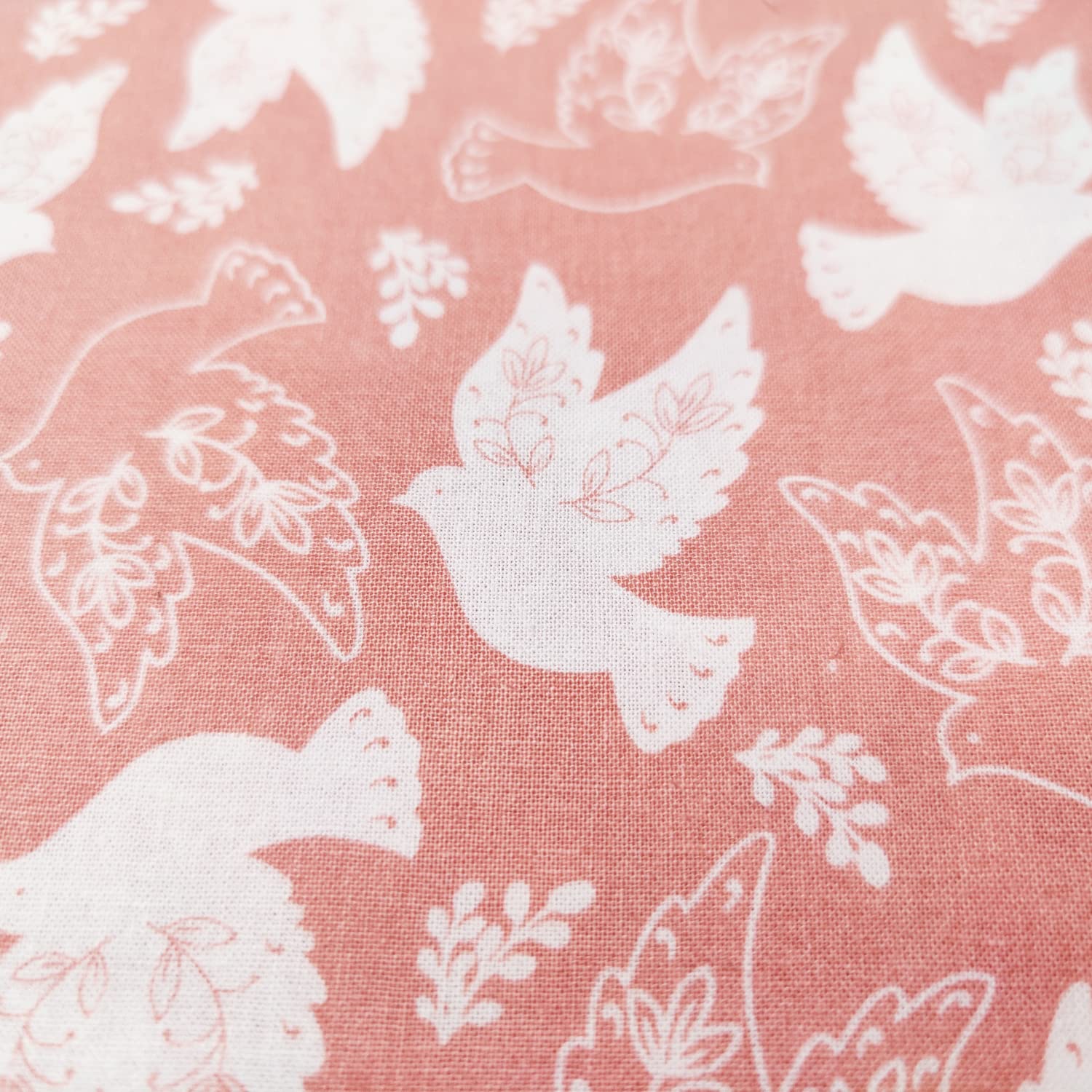 Animal Cotton Fabric – 100% Cotton Poplin, 44” Wide – Animal Nursery Themed Material for Sewing, Quilting, Crafts, Kids Nature Fabric Baby Nursery (Pink Doves, Metre) — image 1
