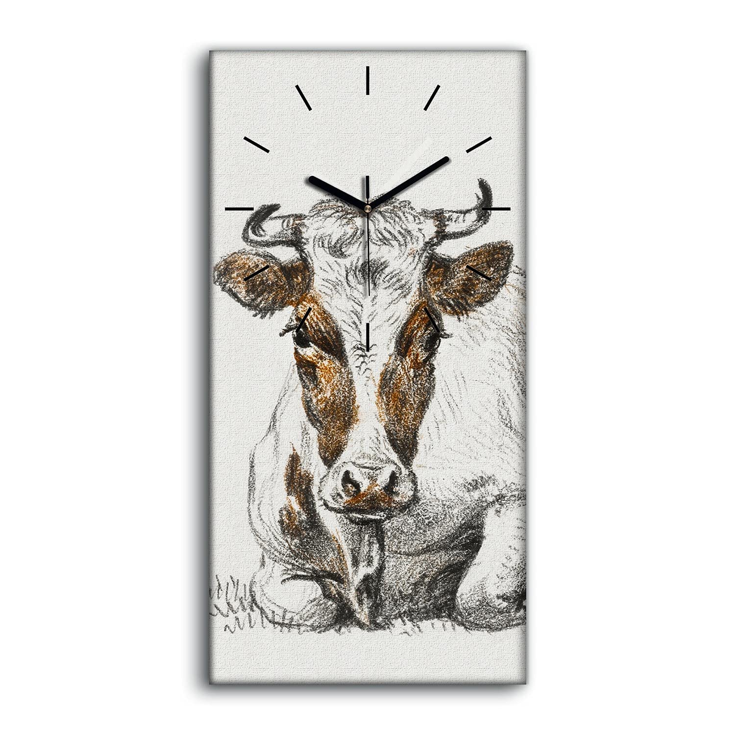 Horloge sur toile art moderne vache 30x60cm pour salon