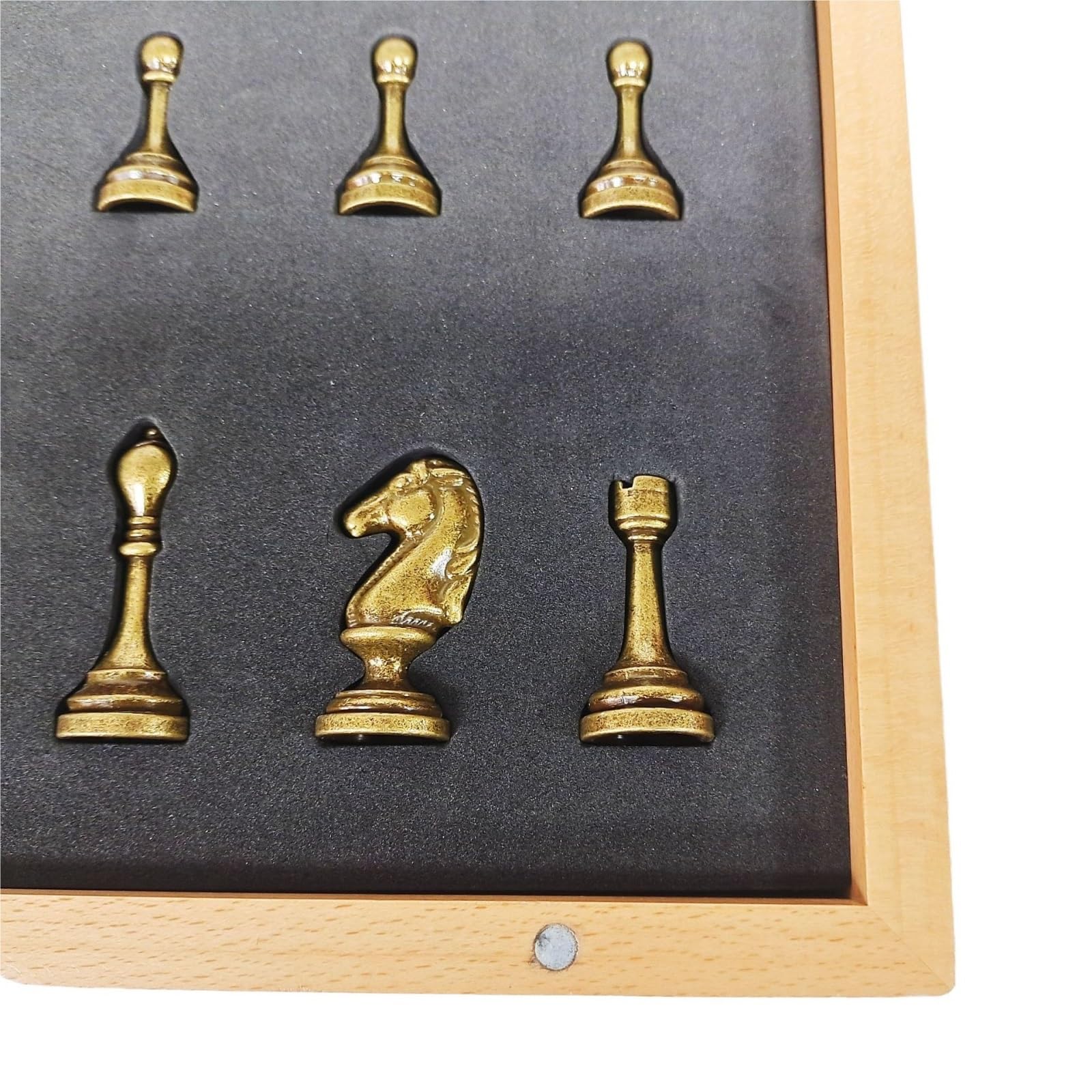 Juego de ajedrez de Madera de 15,5'' con ajedrez de Metal Plegable Ajedrez