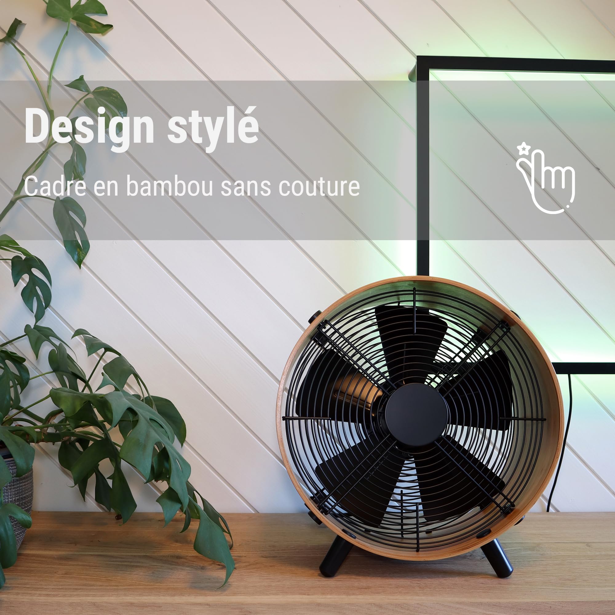 Stadler Form Ventilateur Otto de, en bambou, avec 8 vitesses, idéal en été et adapté à la chambre à coucher, au salon et au bureau, nettoyage facile, jusqu’à 22 watts