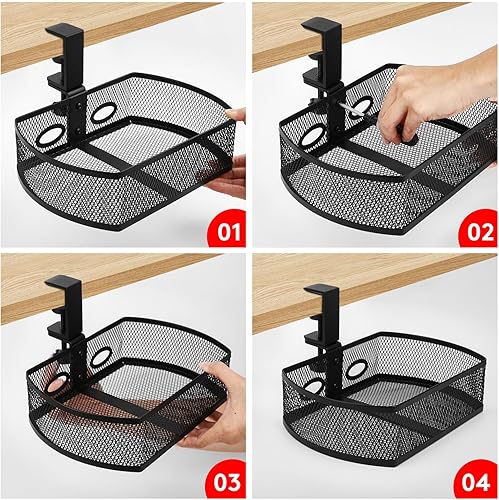 Miniatura 4 de Space-Saving Under Desk Tray Drillless Multi-Layer Metal For Office Multiple Layer Desk Storage Rack