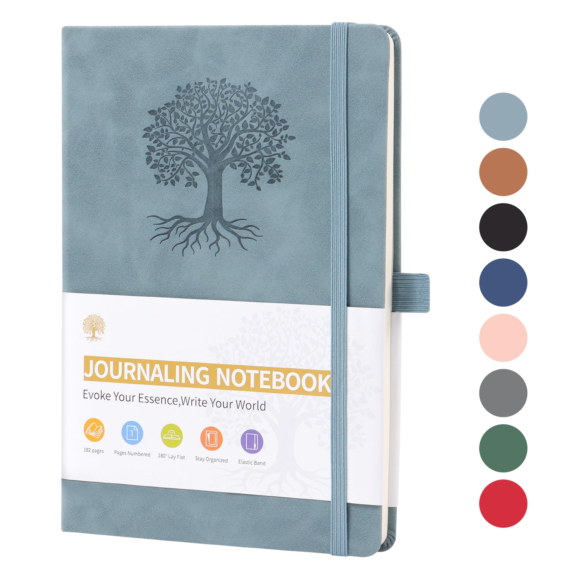 TECDW Classic A5 Tied Notebooks, PU Leather Cover Journal,192 Pages Of 100gsm Thick Paper, Suitable for Business Office and Daily Notes Exquisite Horizontal Line Journal Notebook（Lake blue）
