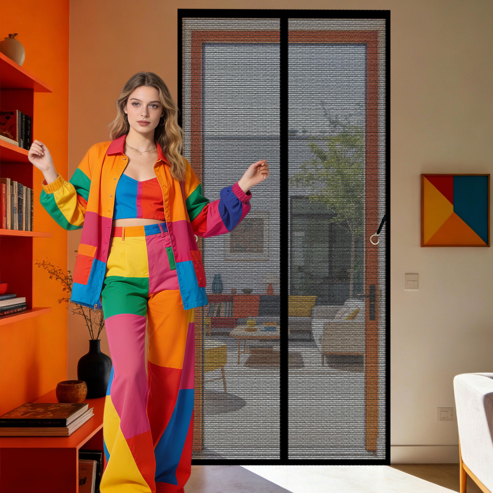 Magnetic Fly Screen Doors 78 x 269 cm Automatically Closes Nets Patio Curtain Insect Mesh Keep Fresh Air in Bugs Out for Living Room, Bedroom, Patio, Black
