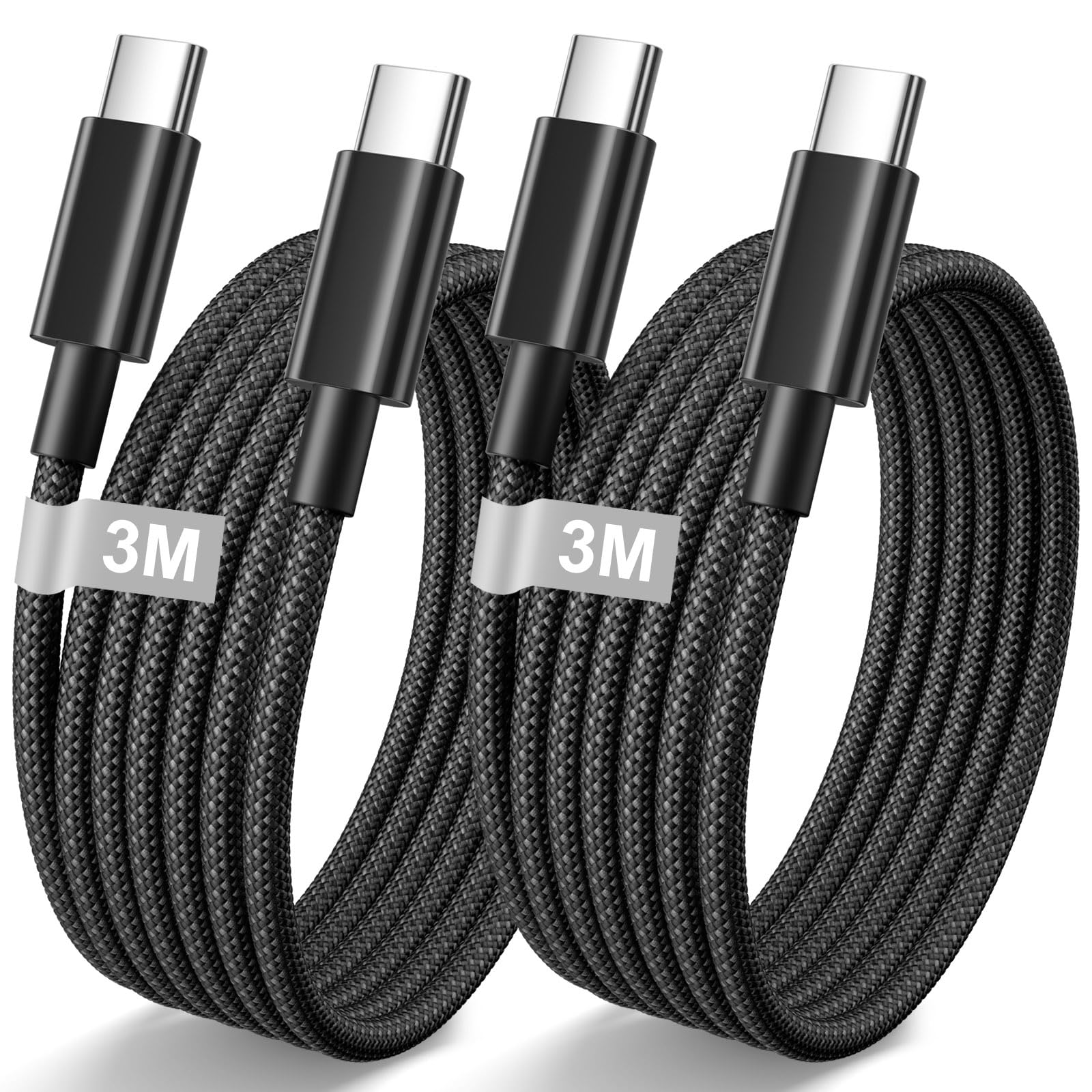 iPhone 15 16 Ladekabel 3M 2Pack, 60W USB C auf USB C Kabel Apple Ladekabel USBC Schnellladekabel Nylon Kabel für iPhone Air/17/17 Pro/17 Pro Max/16 Pro Max/Plus/16/15,iPad Pro/Air