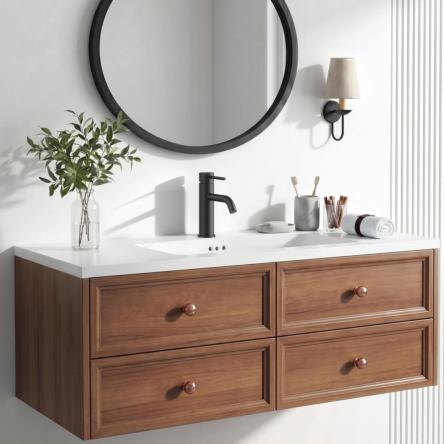 FORIOUS Matte Black Bathroom Faucet 1 or 3 Hole, Modern Single Handle One Hole Bathroom Sink Faucets with Pop Up Drain and Supply Hose for Vanity, RV, Lavatory, Restroom