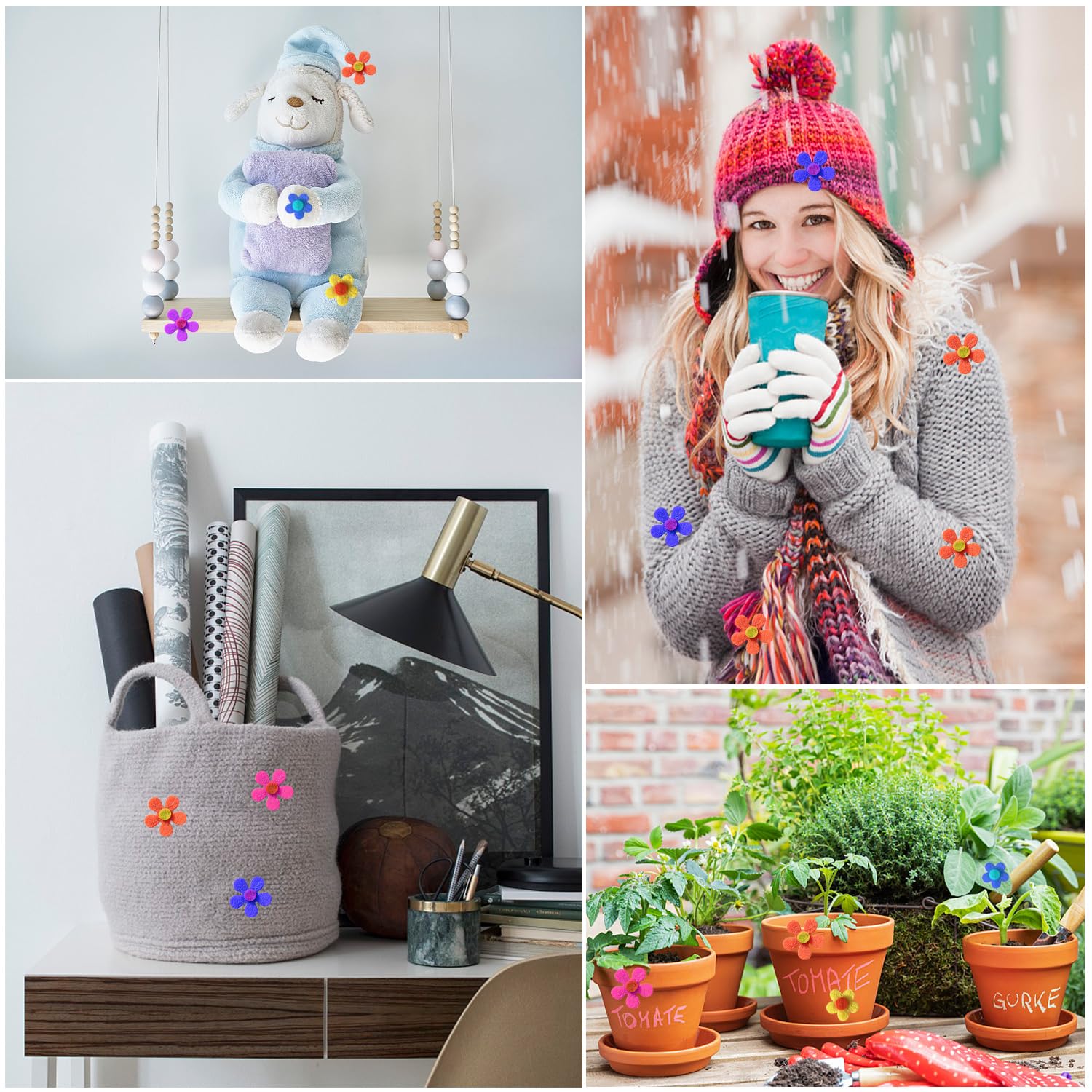 100 Fiori In Feltro + 10 Fogli Di Feltro | Decorazione Fai Da Te Per Applicazioni Tessili, Artigianato E Progetti Creativi - Foto 4