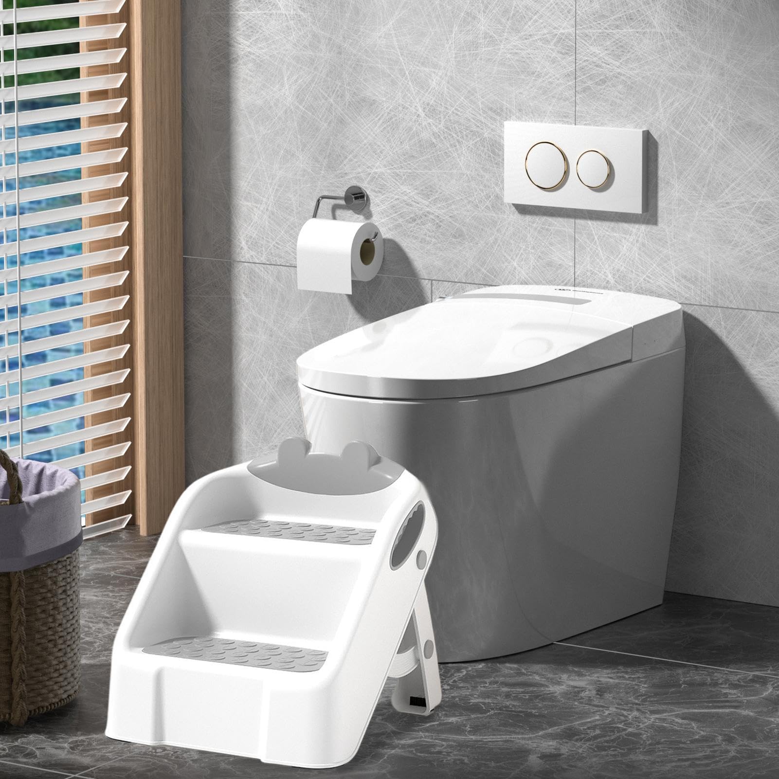 Taburete Escalón Infantil Escalera Segura Y Fácil Lavado Manos Y | Taburete Escalón 2 Niveles Plegable Ligero Para Niños Inodoro, Lavabo, Dormitorio, Encimera