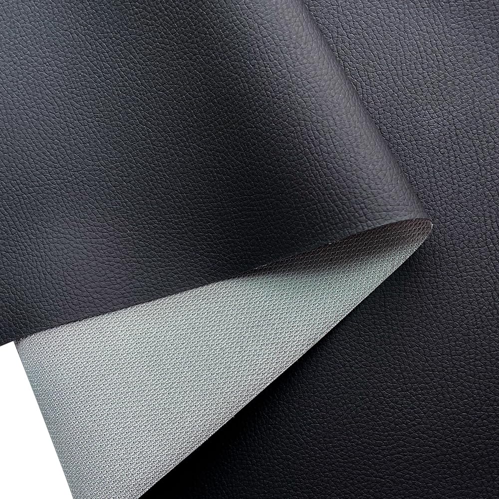 XHT Hochwertiges Kunstleder Meterware, Lederimitat, Wasserdicht, Nähen, Reparatur, Premium Lederstoff (Schwarz-200 x 160cm)