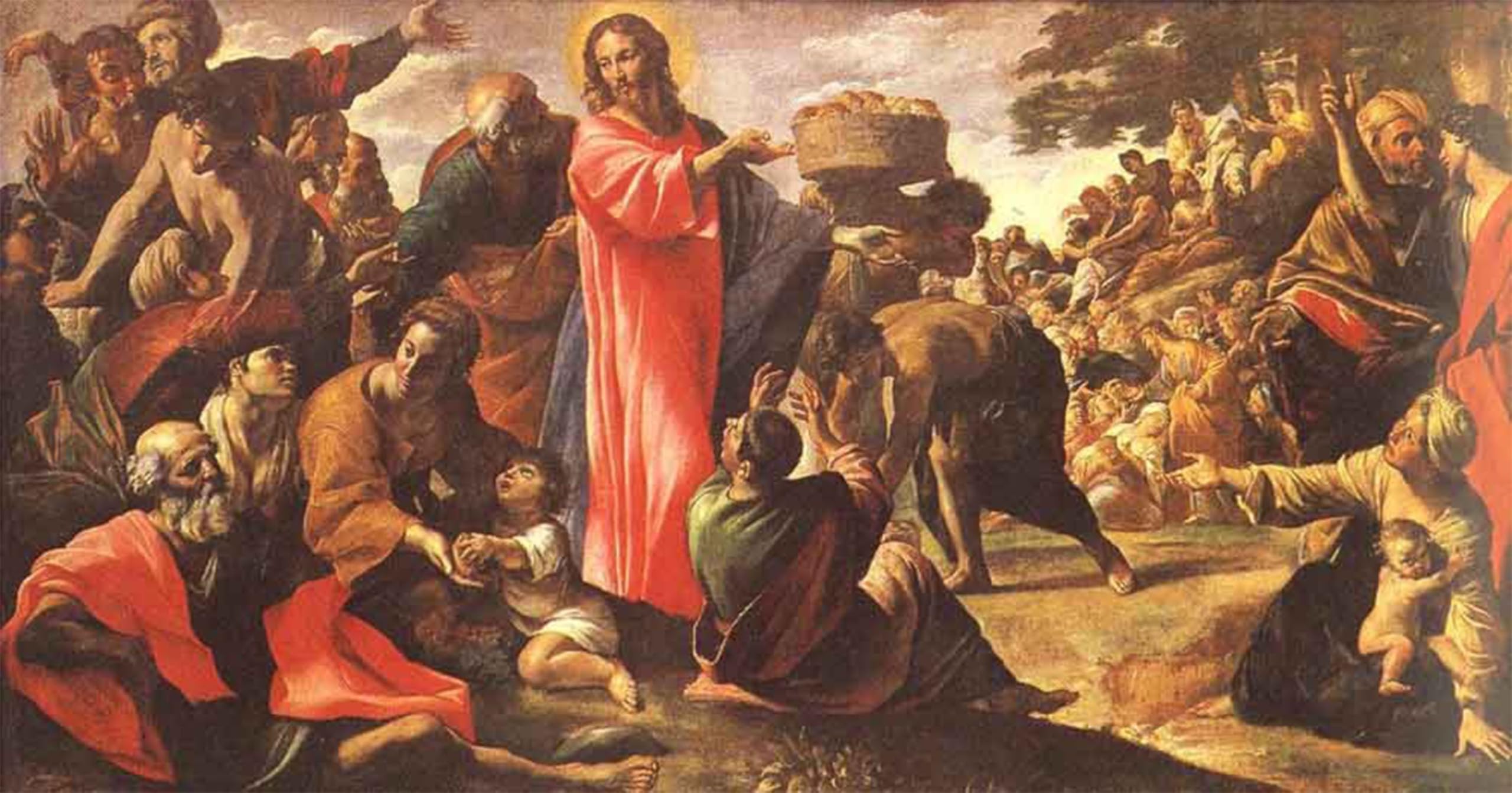 SERENDIPITP Retro Picture Poster Wall Art Pictures Painting Miracle of the Bread and Fish by Lanfranco Wall Art Canvas Print for Wall Decor 60x90cm