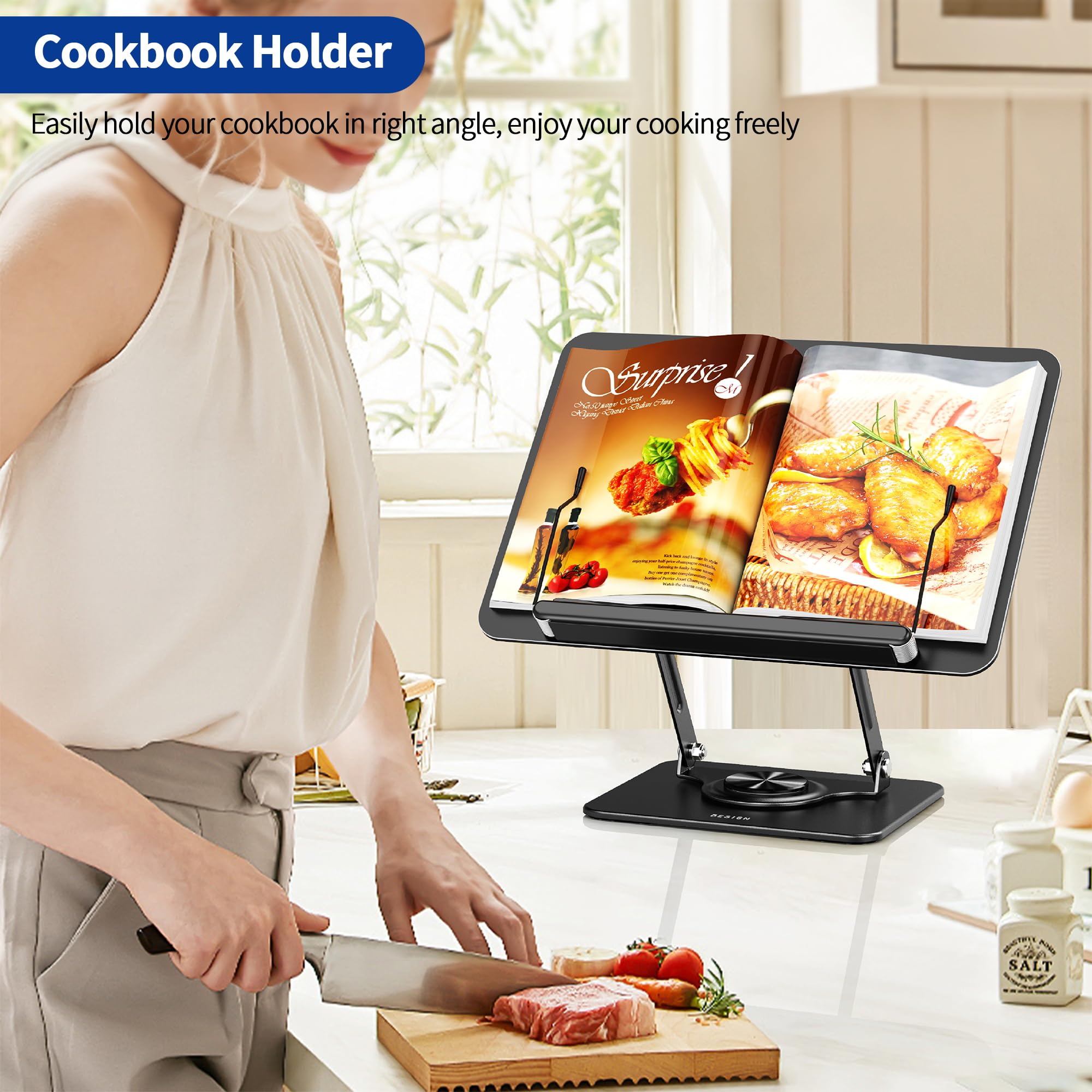 BESIGN BS02 Book Stand for Reading Adjustable Book Holder Ergonomic Laptop Stand with Elastic Page Clips for Music — view 8