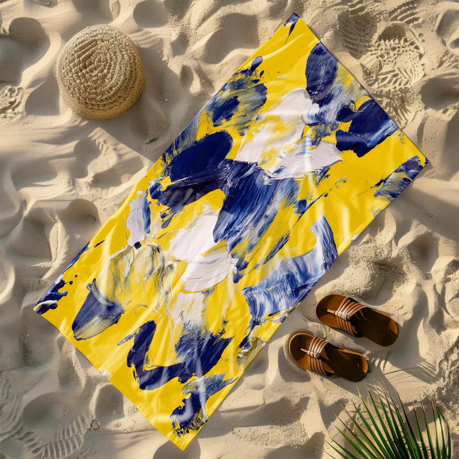 Genérico Toalla Playa 90X180 Azul Amarillo