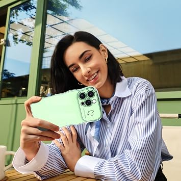 IAIYOXI iPhone 15 Pro 用 ケース iPhone 15 Pro 用 ケース - カーリーシェイプのキュートなウェーブデザイン ハート柄 盛り上がったカメラ保護 高級メッキ加工 耐衝撃 iPhone 15 Pro, グリーン