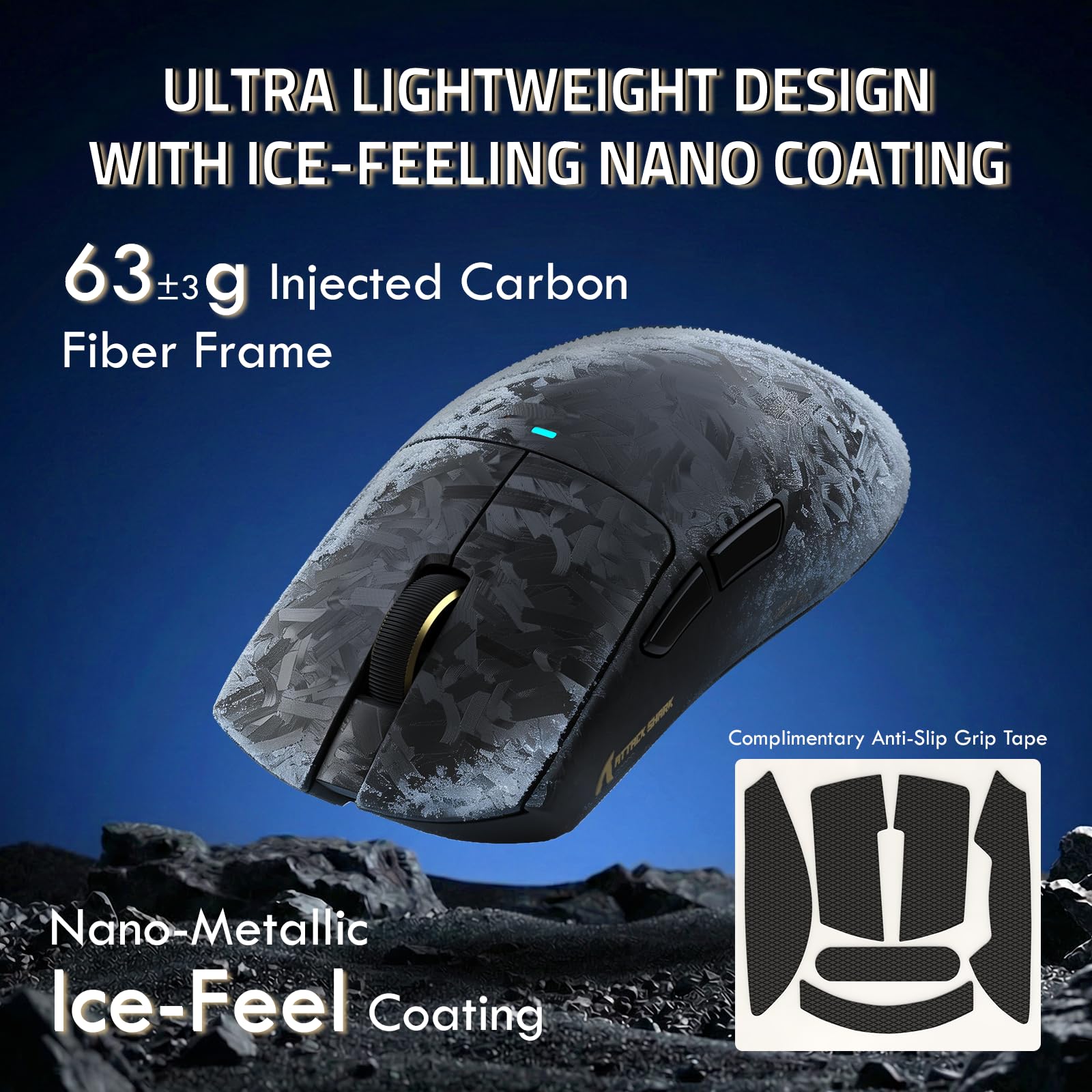 ATTACK SHARK Combo Clavier R68 HE & Souris X11 Ultra Fibre de Carbone, Souris sans Fil Superlight 63g Nordic54L15, 8KHz, PAW3950MAX 42K DPI, Clavier Magnétique 0,005mm RT Rapid Trigger - Black