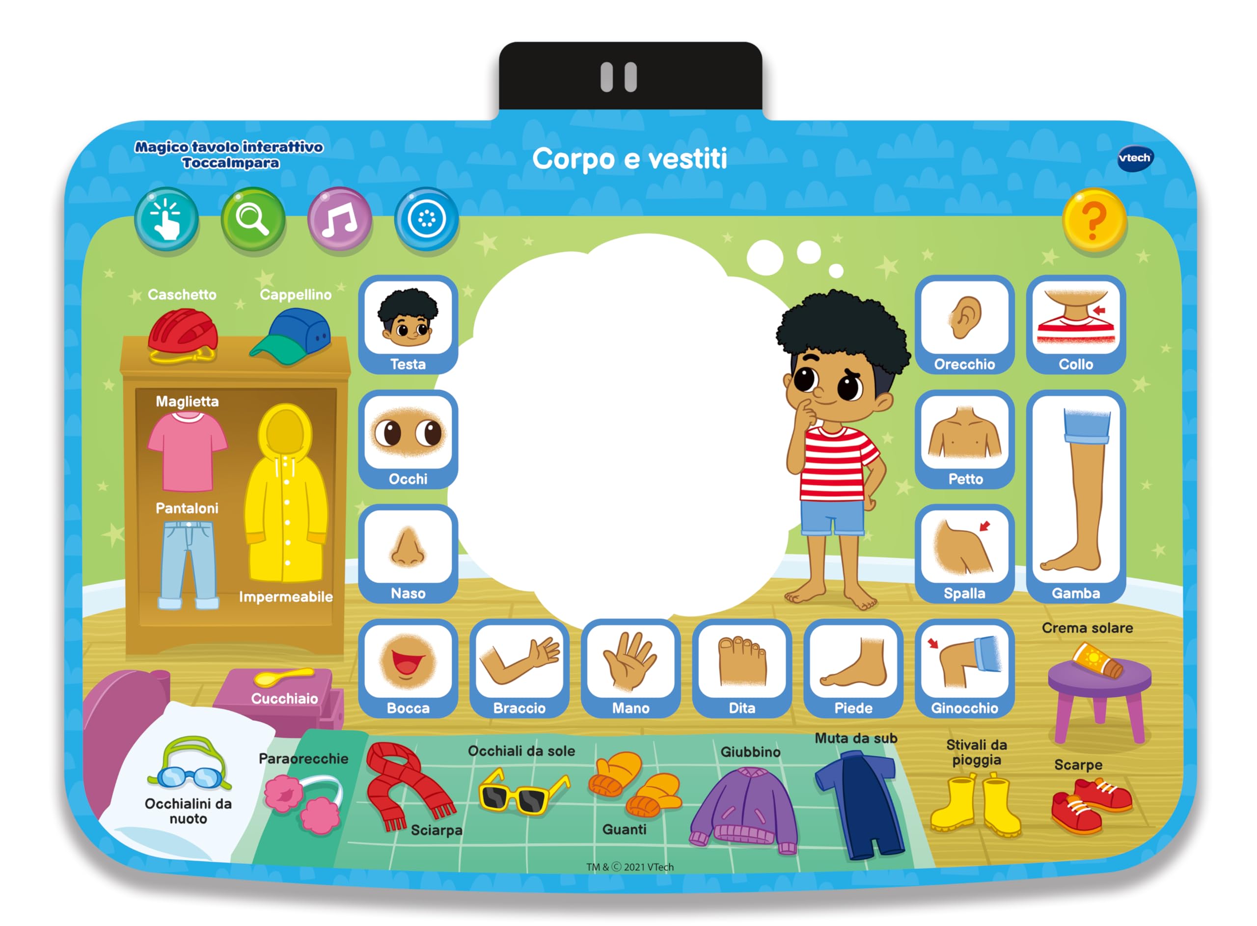 VTech Magico Tavolo Interattivo ToccaImpara 5 in 1 Bambini 3-6 Anni | Funzione Proiettore, Impara a Scrivere e Disegnare, Cavalletto, Lingua Italiana