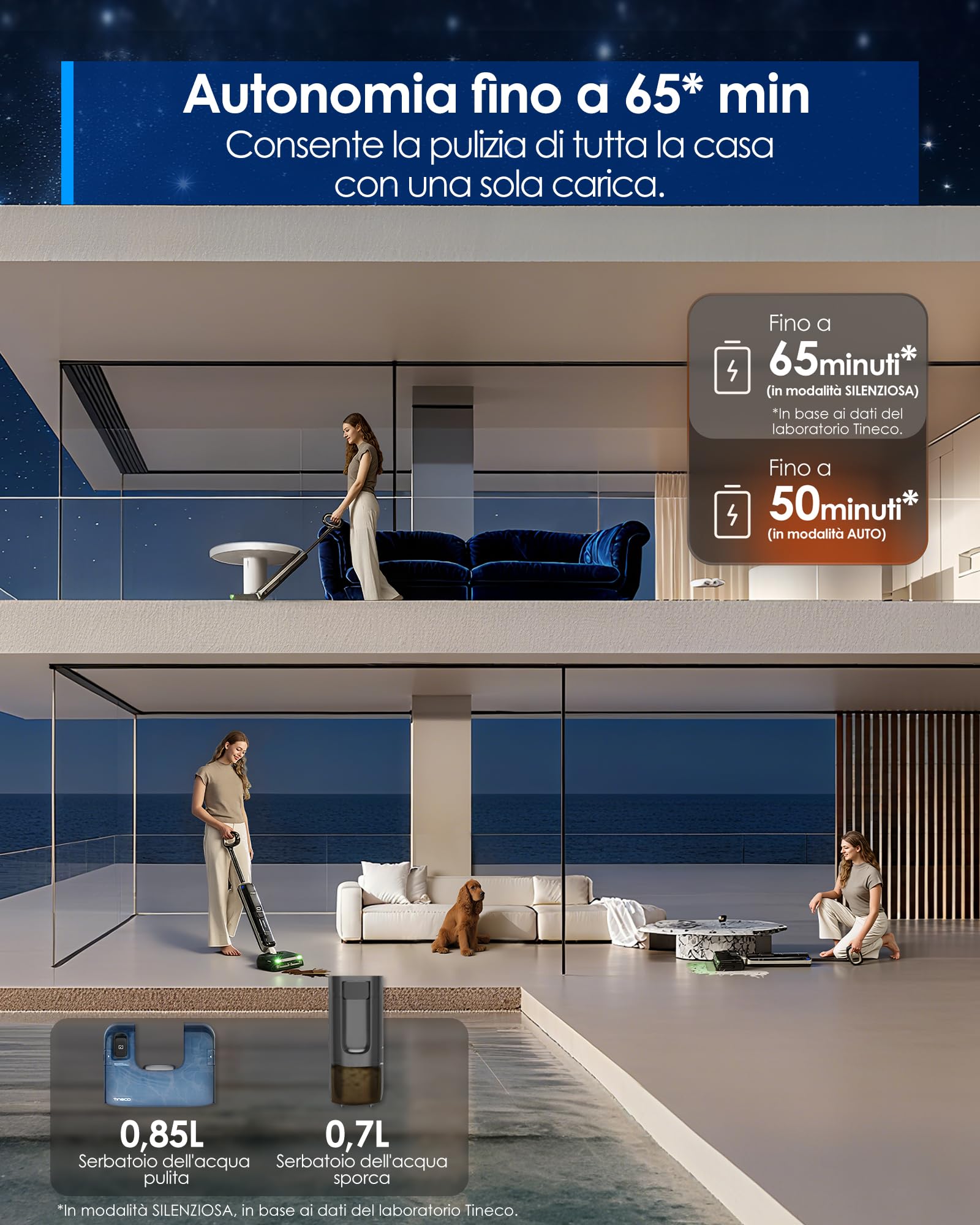 Tineco FLOOR ONE S9 Master Lavapavimenti aspirapolvere senza fili, pulizia ad acqua calda, corpo ultrasottile da 9,9 cm, aspirazione da 23000Pa, sistema autopulente Flashdry