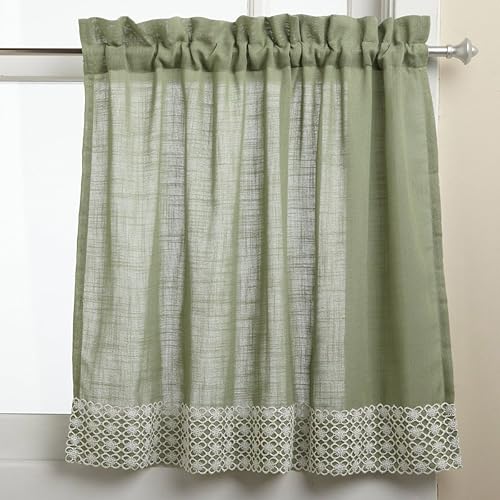 Vista 22 de Juego de cortinas de cocina, con festón, con visillo Hopewell Blanco