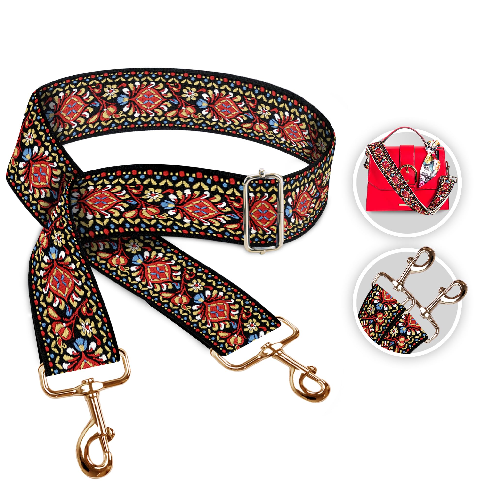 Art Tribute Wide Handbag Strap & Replacement Purse Strap Woven Guitar Strap Adjustable Shoulder & Crossbody Bag Strap