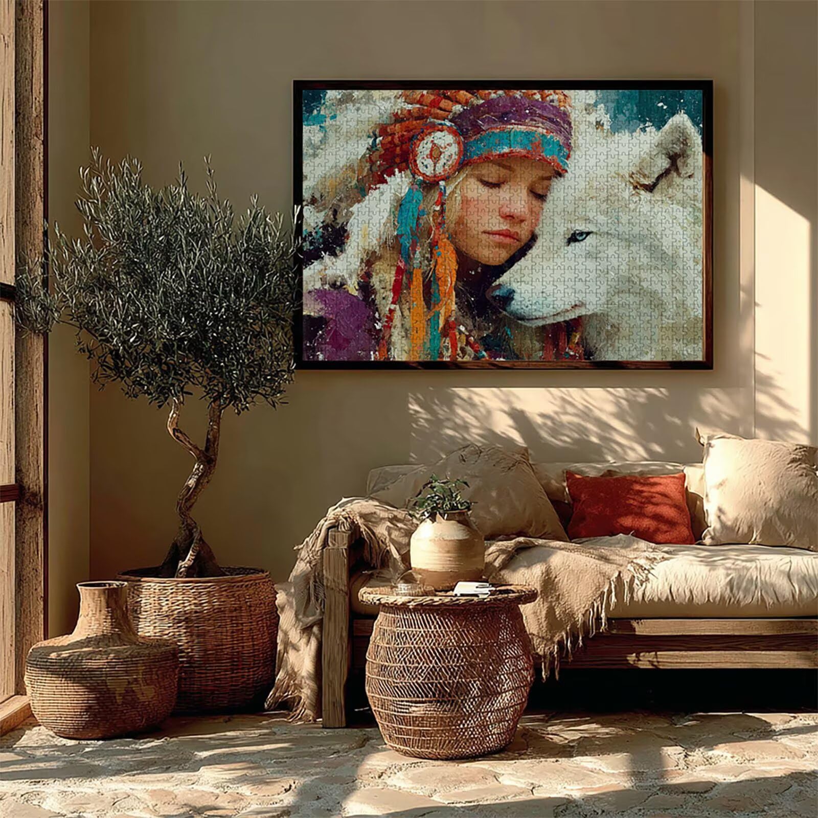 Mujer Puzzle de 2000 Piezas para Adultos, Puzzle Madera con Caja 99x70cm, Rompecabezas Adultos de Alta Dificultad, DIY Juego de Rompecabezas, Pasatiempo Creativo, Decoración de Verano, (Lobo) 2-4617