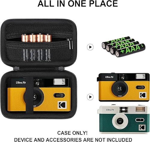 Miniatura 8 de Estuche rígido de viaje para cámara Kodak F91 ShotIlfordCorex reutilizable Ultra de 1.378 in, funda protectora de transporte con bolsillo de malla