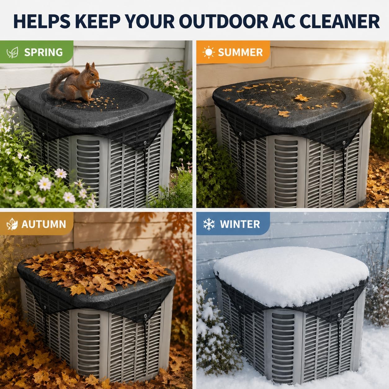 Air Conditioner Cover for Outside Units, 36'' x 36'' AC Condenser Cover | Universal Guard for Outdoor Central AC Unit, Breathable Mesh Top Cover for Leaves and Debris