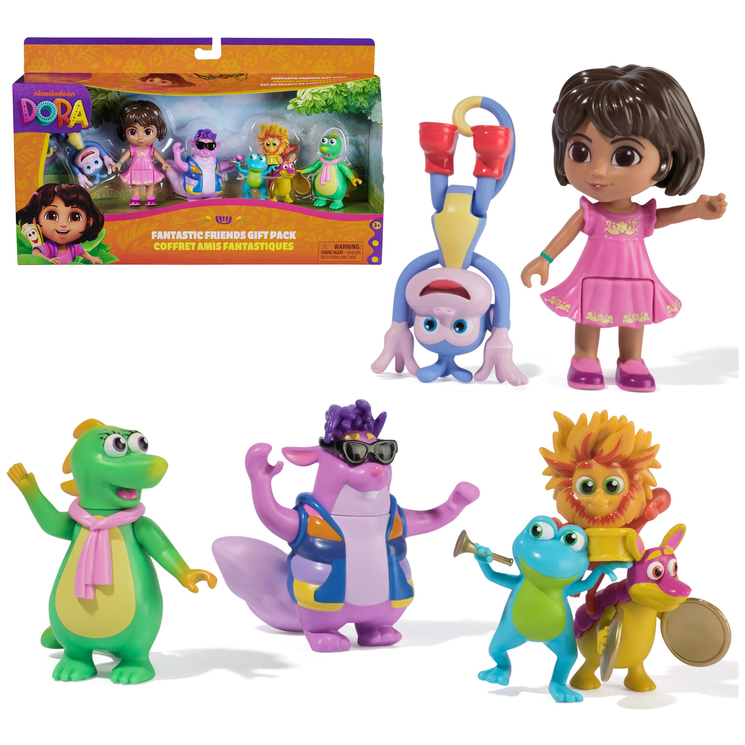 Dora Fantastic Friends Gift Set with Four Figures Approx. 9 cm and Small Music Band Trio for The Popular TV Series for Preschool Children, for Imaginative Play for Children from 3 Years