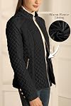 Bellivera Women's Fleece-Lined Diamond Quilted Puffer Jacket | Winter Coat Stand Collar Casual Padded Outerwear with Soft Thermal Lining, Zipper Front, and Classic Stitched Surface